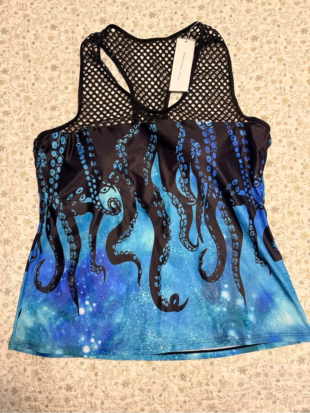 NWT Blue Galaxy Octopus Tentacle Tankini Swim Top